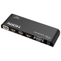 4Kx2K@60Hz HDMI switch 3:1 kovový s dálkovým ovladačem a napájecím adaptérem
