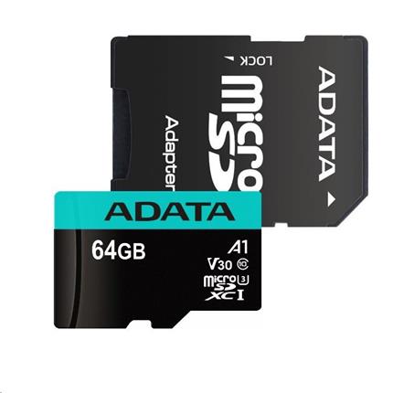Adata MicroSDXC 64GB U3 V30S až 95MB/s + adapter