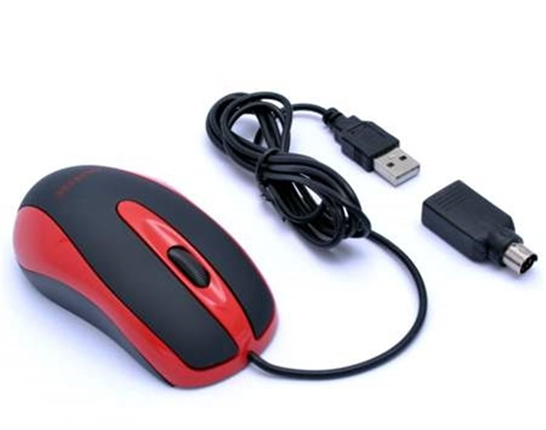 AMEI AM-M801/Kancelářská/Optická/Drátová USB/Černá-červená