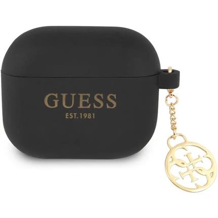 Apple Guess 4G Charm Silikonové Pouzdro pro Airpods 3 černé