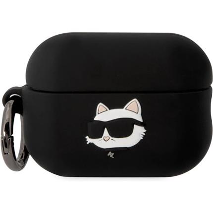 Apple Karl Lagerfeld 3D Logo NFT Choupette Head Silikonové pouzdro Airpods Pro 2 černé