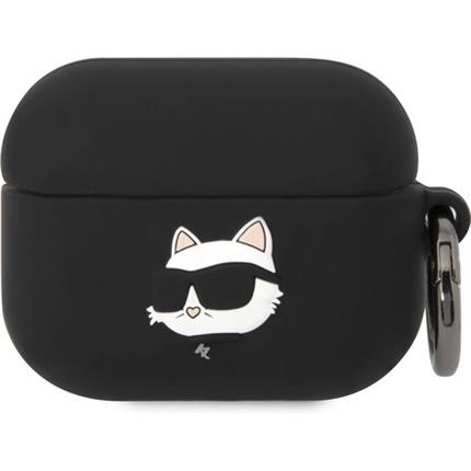 Apple Karl Lagerfeld 3D Logo NFT Choupette Head Silikonové pouzdro Airpods Pro černé