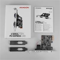 AXAGON PCEA-S2N, PCIe řadič - 2x sériový port (RS232) 250 kbps, vč. LP