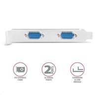 AXAGON PCEA-S2N, PCIe řadič - 2x sériový port (RS232) 250 kbps, vč. LP