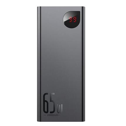Baseus Adaman Metal Power Banka s digitálním displejem QC + PD 20000mAh 65W, černá + USB-A/USB-C ka