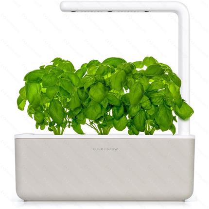 Click and Grow Smart Garden 3 chytrý květináč + 3ks kapslí se semínky bazalky bílý