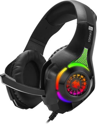 CONNECT IT BIOHAZARD RGB herní sluchátka s mikrofonem, 1xJack+USB, ČERNÁ