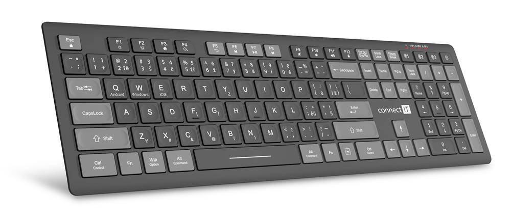 CONNECT IT MultiDevice bezdrátová klávesnice, CZ + SK layout, ŠEDÁ - ROZBALENO