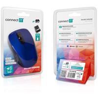 CONNECT IT "MUTE" bezdrátová optická tichá myš, USB, (+ 1x AA baterie zdarma), modrá