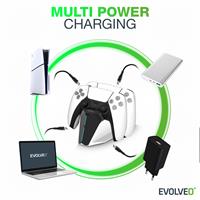 EVOLVEO DockCharge, nabíjecí základna a stojánek pro dva ovladače PS5