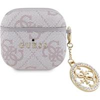 Guess 4G Script PC/PU Charm pouzdro AirPods 4 růžové