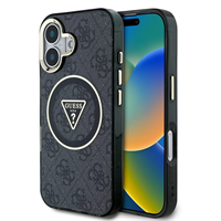 Guess IML 4G Glitter and Triangle Logo MagSafe kryt iPhone 16 Pro černý