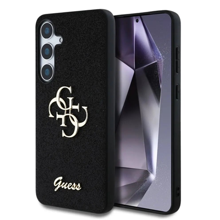 Guess PU Fixed Glitter 4G Metal Logo kryt Samsung Galaxy S25+ černý