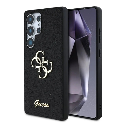 Guess PU Fixed Glitter 4G Metal Logo kryt Samsung Galaxy S25 Ultra černý