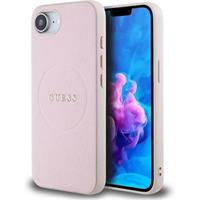 Guess PU Grained Classic Logo MagSafe kryt iPhone 16e růžový