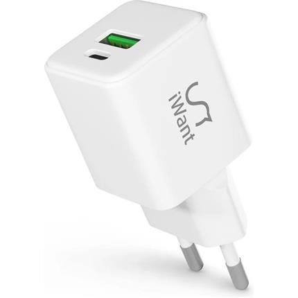 iWant 20W GaN nabíjecí adaptér bílý