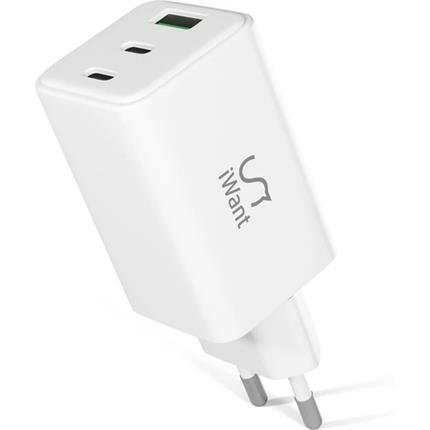 iWant 65W GaN nabíjecí adaptér bílý