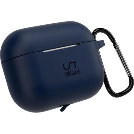 iWant Airpods Pro 3 silikonové pouzdro s karabinou tmavě modré