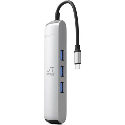 iWant Type-C Slim Hub 6v1, stříbrný