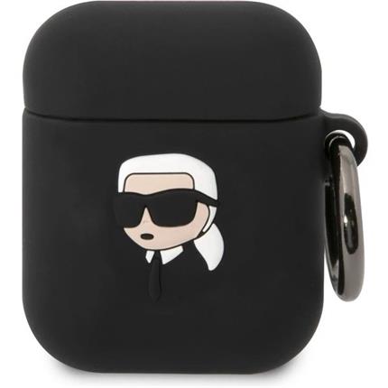 Karl Lagerfeld 3D Logo NFT Karl Head pouzdro Airpods 1/2 černé