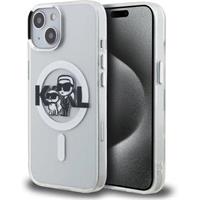 Karl Lagerfeld IML Glitter Karl and Choupette Sketch MagSafe kryt iPhone 15 čirý