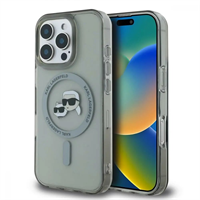 Karl Lagerfeld IML K&CH Heads Metal Frame MagSafe kryt pro iPhone 16 Pro černý