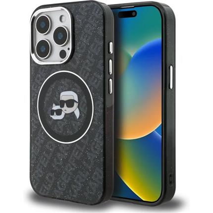 Karl Lagerfeld IML K&CH Heads Repeated Logo MagSafe kryt iPhone 15 Pro Max černý