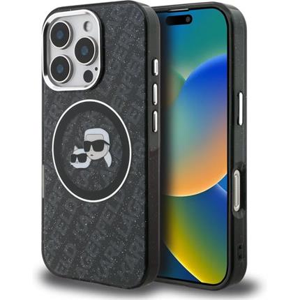 Karl Lagerfeld IML K&CH Heads Repeated Logo MagSafe kryt iPhone 16 Pro Max černý