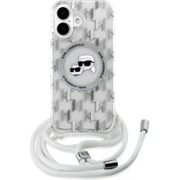 Karl Lagerfeld IML Monogram Crossbody K&CH Heads MagSafe kryt pro iPhone 16 čirý