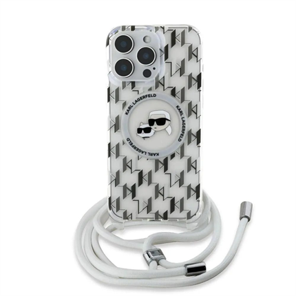 Karl Lagerfeld IML Monogram Crossbody K&CH Heads MagSafe kryt pro iPhone 16 Pro Max čirý