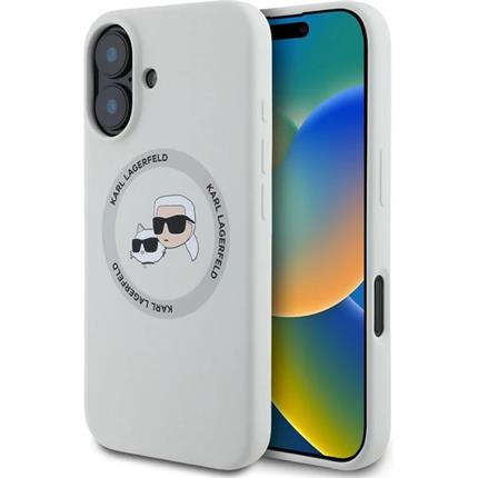 Karl Lagerfeld Liquid Silicone K&CH Heads MagSafe kryt iPhone 16 béžový