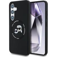 Karl Lagerfeld Liquid Silicone K&CH Heads MagSafe kryt Samsung Galaxy S25+ černý