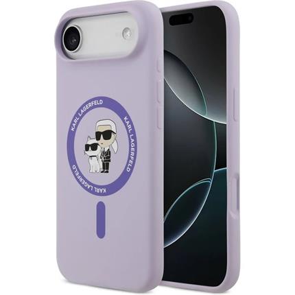 Karl Lagerfeld Liquid Silicone Karl and Choupette MagSafe kryt iPhone 17 Air fialový