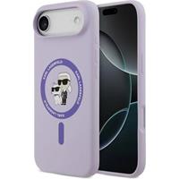 Karl Lagerfeld Liquid Silicone Karl and Choupette MagSafe kryt iPhone 17 Air fialový
