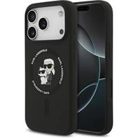 Karl Lagerfeld Liquid Silicone Karl and Choupette MagSafe kryt iPhone 17 Pro Max černý