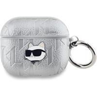 Karl Lagerfeld PU Embossed Choupette Head pouzdro AirPods 3 stříbrné