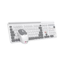 Klávesnice C-TECH Quallis WLKMC-05, bezdrátový combo set s myší, bílá, USB, CZ/SK