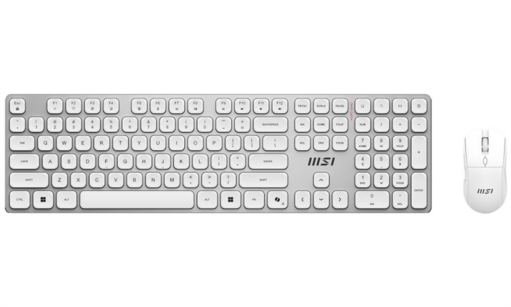 MSI set klávesnice s myší FORGE K210 Wireless Combo White/ bezdrátový/ bílostříbrný/ dobíjecí/ USB/ CZ+SK layout
