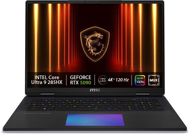 MSI Titan/18 HX AI A2XWJG-612CZ/U9-285HX/18"/4K/64GB/4TB SSD/RTX 5090/W11P/Black/2R