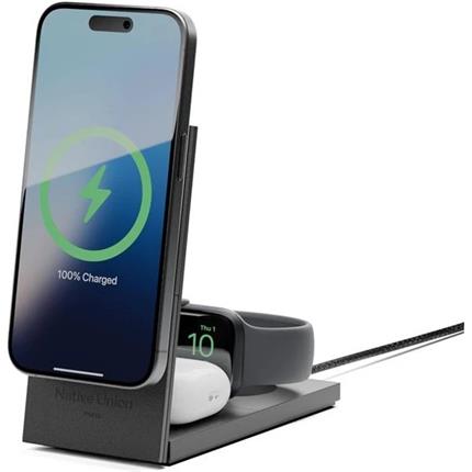 Native Union Rise 3v1 Qi2 (MagSafe) bezdrátová nabíječka černá