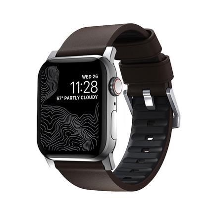 Nomad kožený řemínek pro Apple Watch 42/44 mm - Active Pro Brown/Silver Hardware