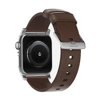Nomad Modern kožený řemínek Apple Watch 44/42mm hnědý/stříbrné přezky