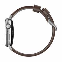 Nomad Modern kožený řemínek Apple Watch 44/42mm hnědý/stříbrné přezky