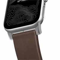 Nomad Modern kožený řemínek Apple Watch 44/42mm hnědý/stříbrné přezky