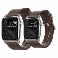 Nomad Modern kožený řemínek Apple Watch 44/42mm hnědý/stříbrné přezky