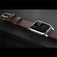 Nomad Modern kožený řemínek Apple Watch 44/42mm hnědý/stříbrné přezky