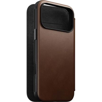 Nomad Modern Leather Folio MagSafe kožené pouzdro iPhone 17 Pro Max Brown