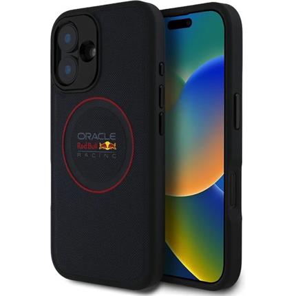 Oracle Red Bull Racing PU Leather Red Ring MagSafe kryt iPhone 16 modrý