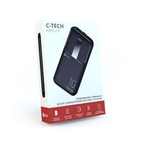 Powerbanka C-tech 10000mAh, Li-Pol, 22,5W, USB-C/USB-A/micro USB