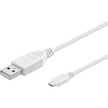 PremiumCord kabel USB 2.0 A-Micro USB B 3m bílý